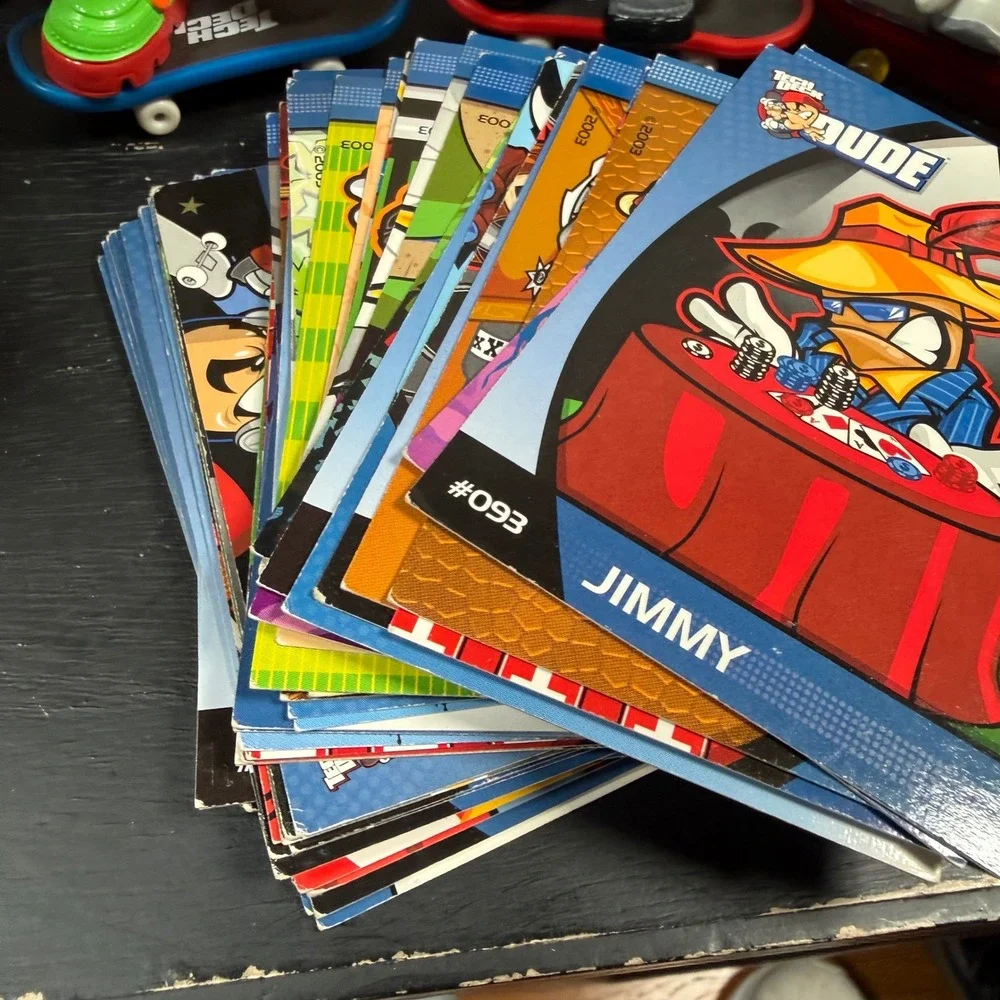Tech Deck Dudes Evolution Figure Lot of 13 Trading Cards Tattoos X-Concepts Y2K